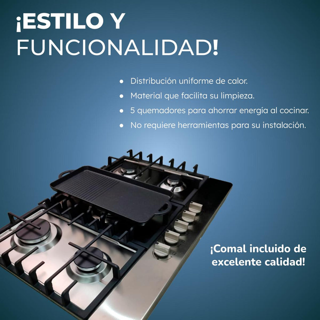 Estufa acero 5quemadores +comal Shorbull